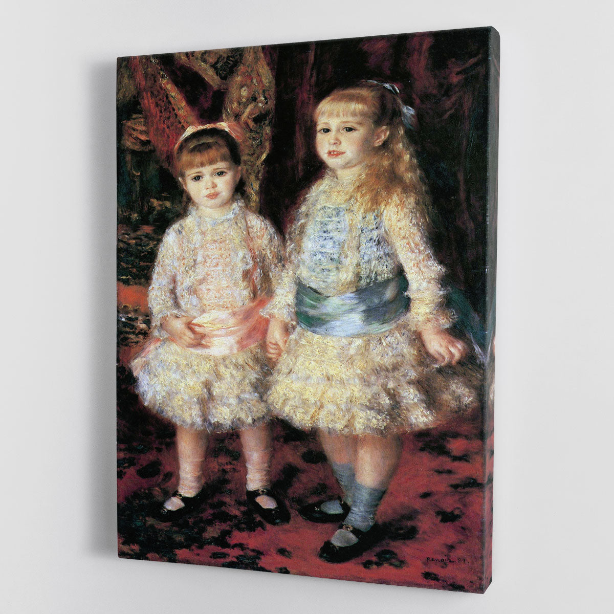 Canvas print of Renoir's 'The girls Cahen dAnvers', showcasing two young girls in a vibrant outdoor setting.